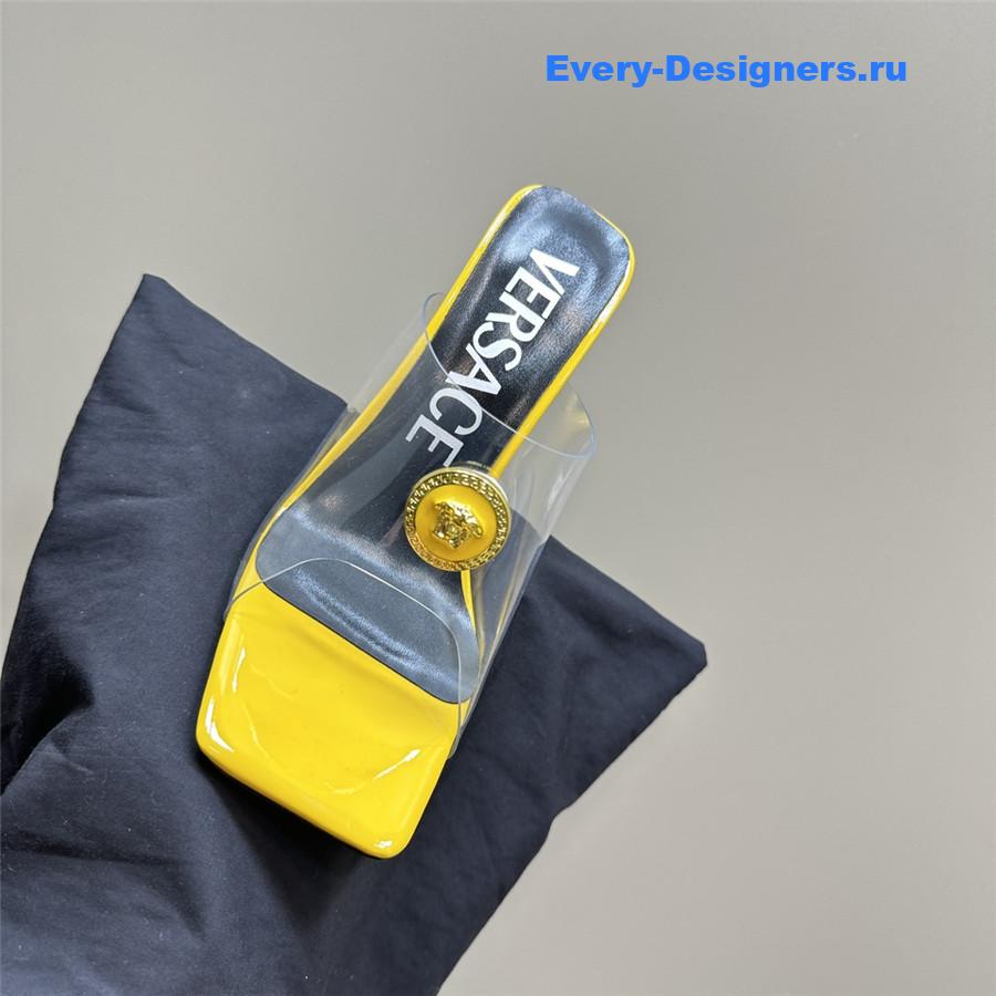 Versace crystal block heel high heel sandals