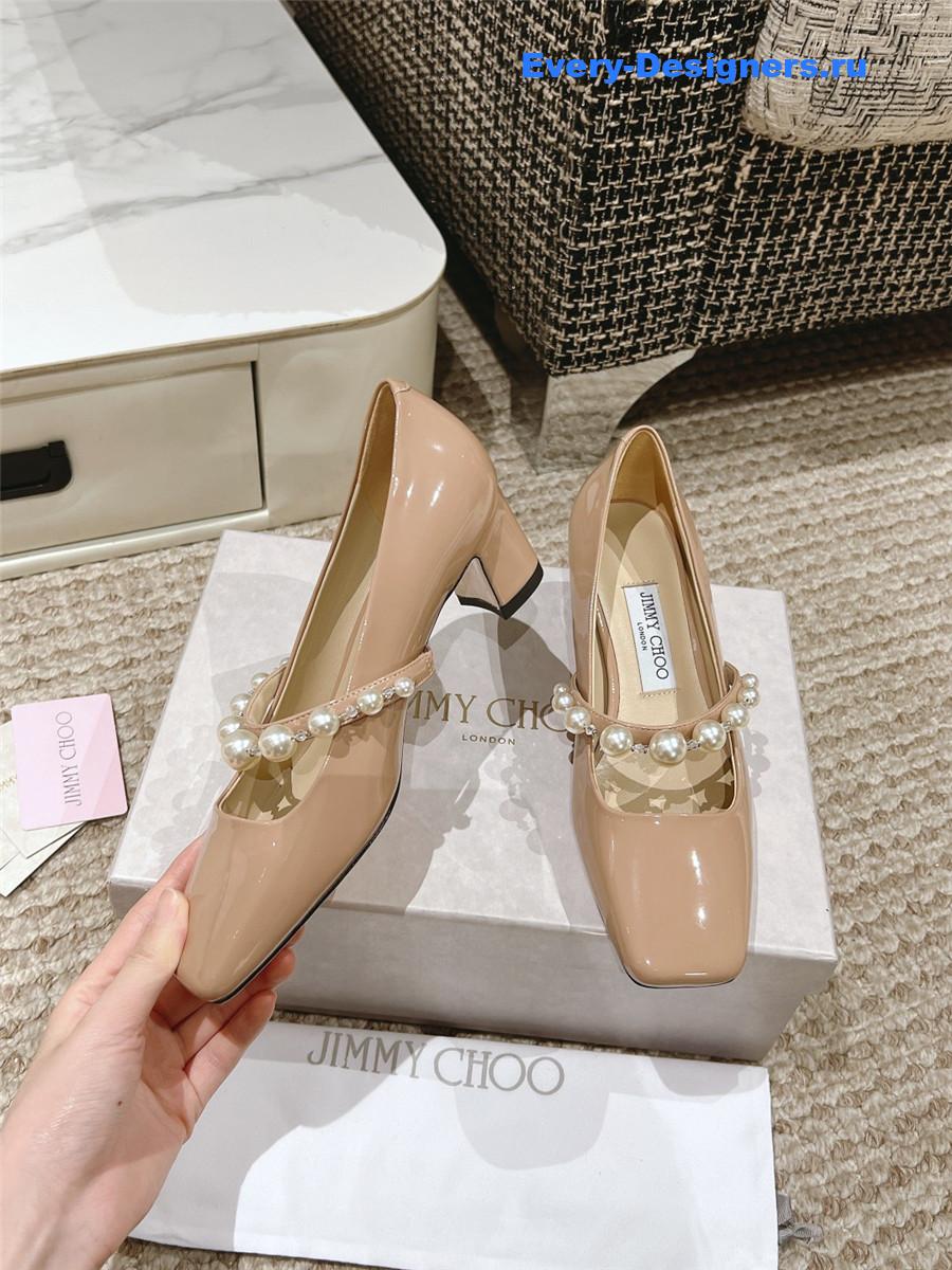 J1m*y Ch00 ade 45 nude patent leather pumps