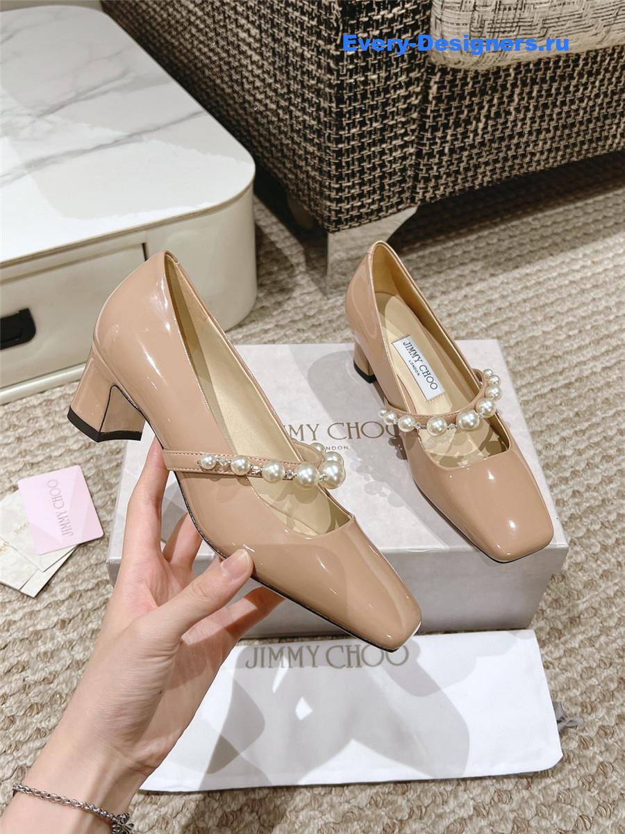 J1m*y Ch00 ade 45 nude patent leather pumps
