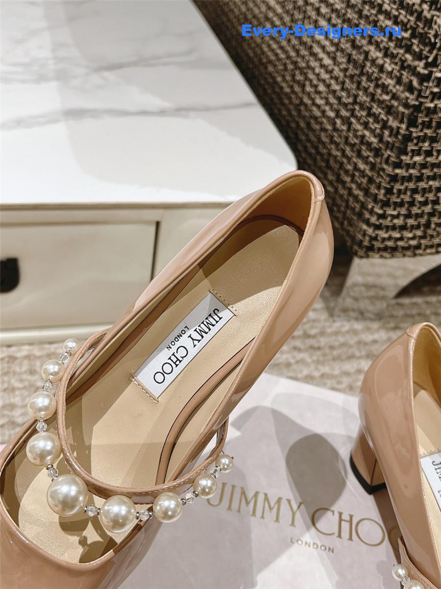 J1m*y Ch00 ade 45 nude patent leather pumps