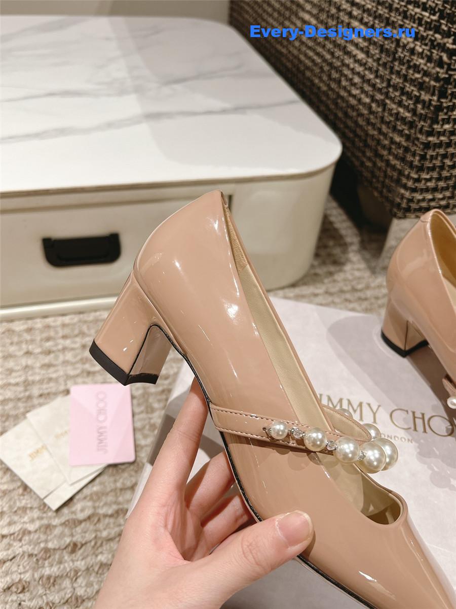 J1m*y Ch00 ade 45 nude patent leather pumps