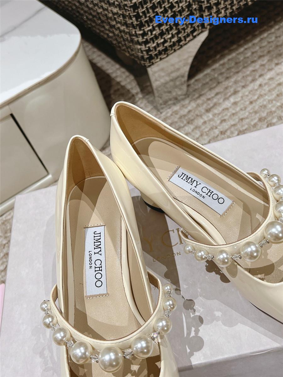J1m*y Ch00 ade 45 ivory latte patent leather pumps