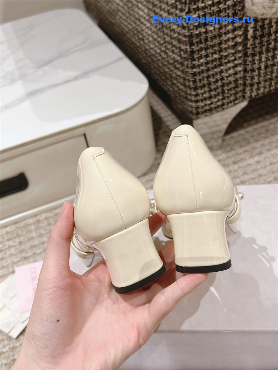 J1m*y Ch00 ade 45 ivory latte patent leather pumps