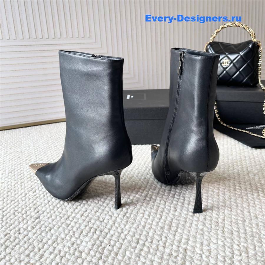 Sa1nt Lau*nt metal toe high heel ankle boots