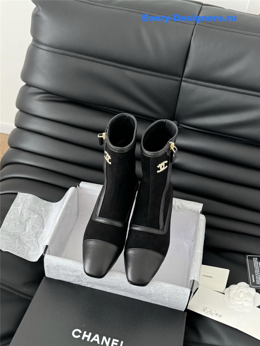 Ch**el logo black sedue leather ankle boots