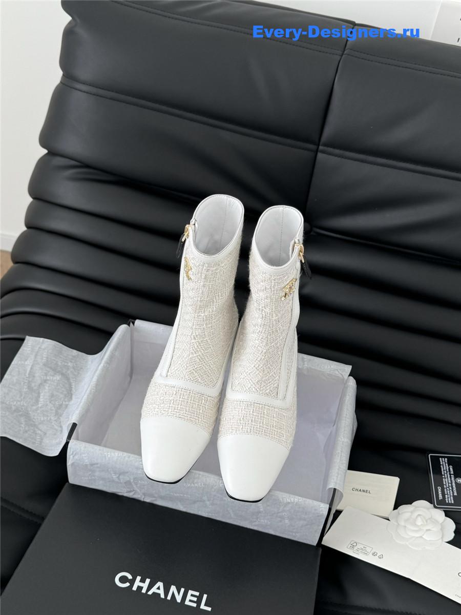 Ch**el logo tweed ankle boots