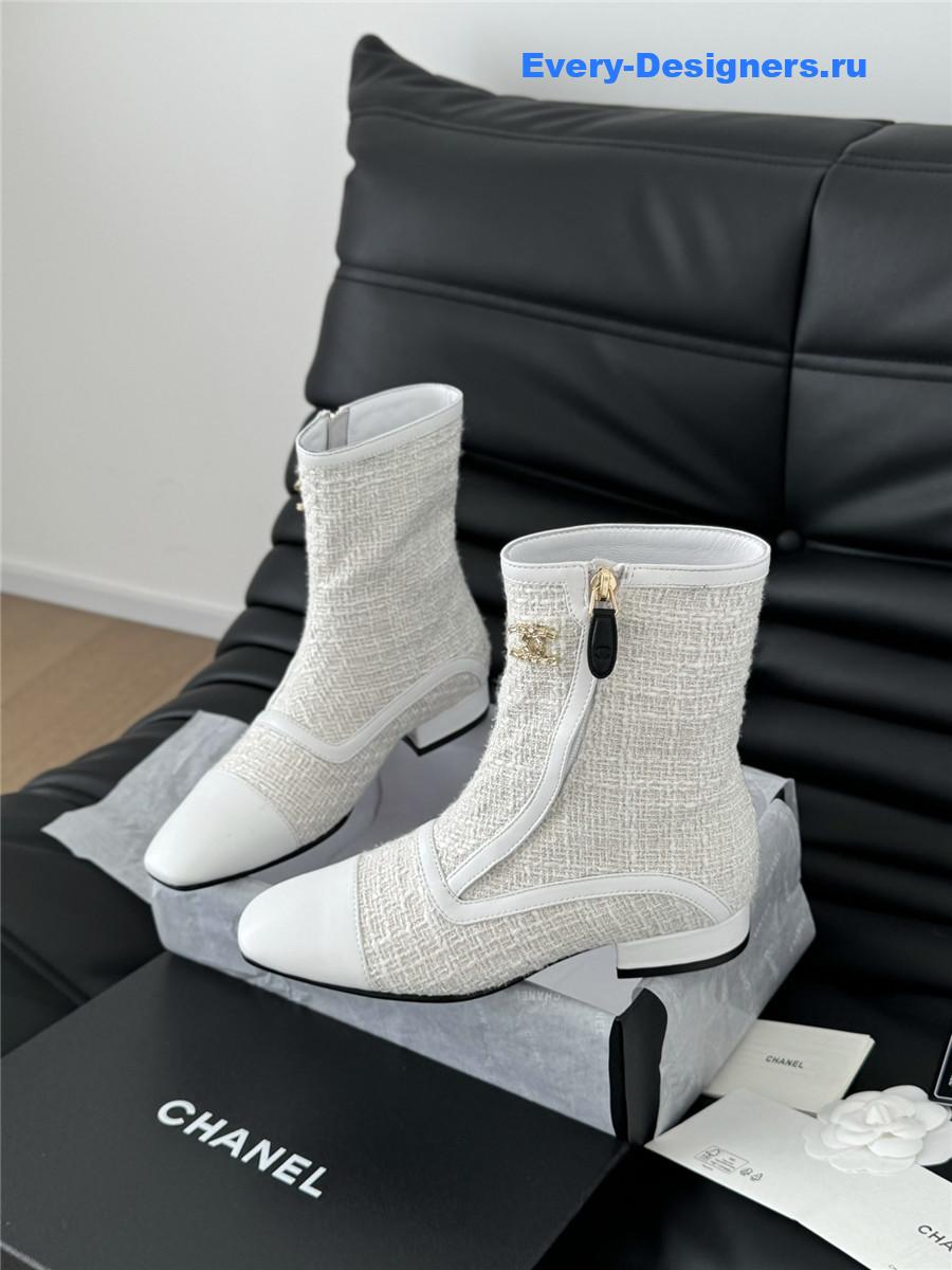 Ch**el logo tweed ankle boots