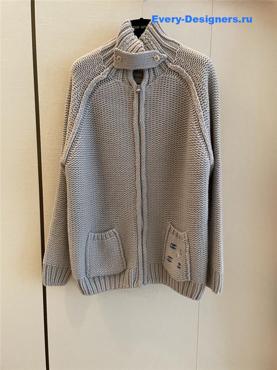 Ch**el wool zip-up sweater