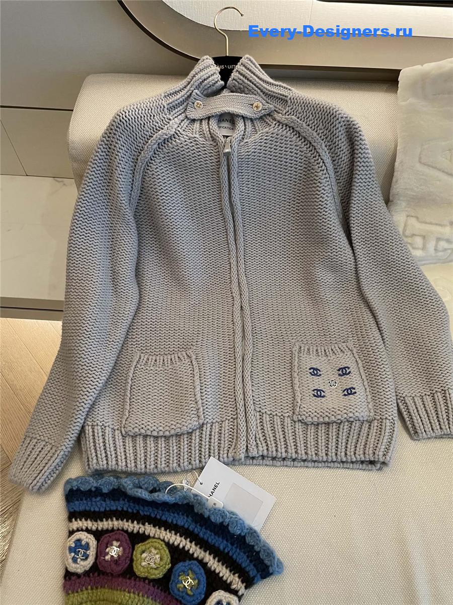 Ch**el wool zip-up sweater