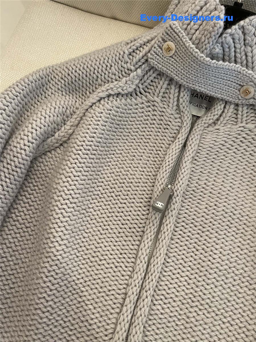 Ch**el wool zip-up sweater