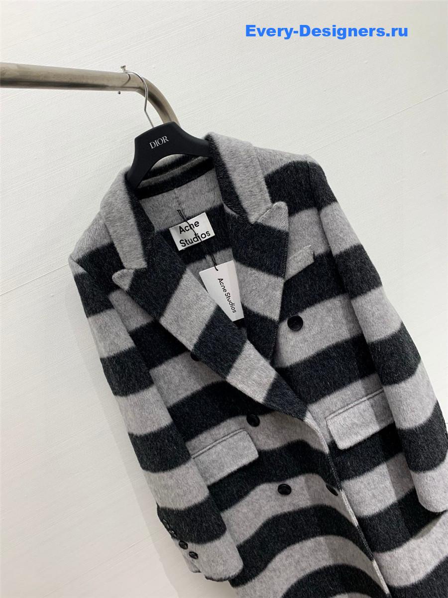 Acne studios striped wool fleece coat