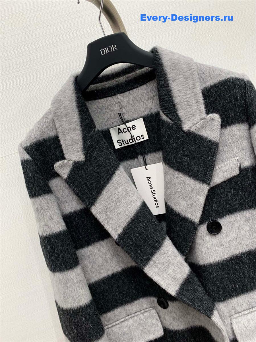 Acne studios striped wool fleece coat
