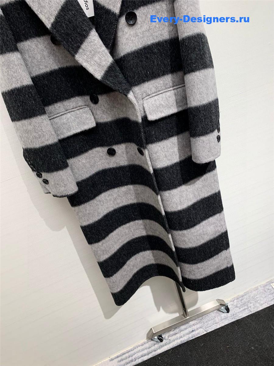 Acne studios striped wool fleece coat