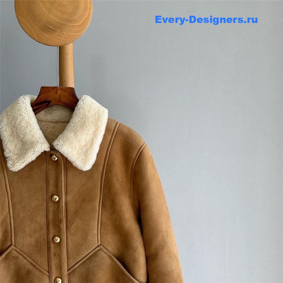 Ce1i*e shearling coat with fur collar