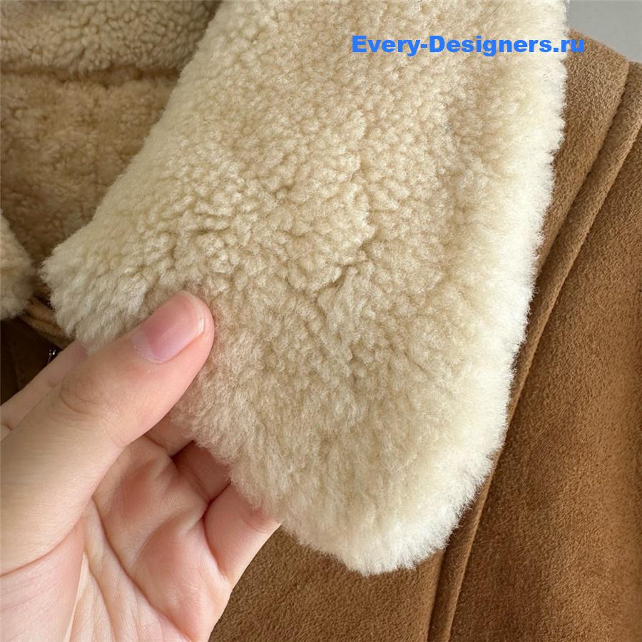 Ce1i*e shearling coat with fur collar