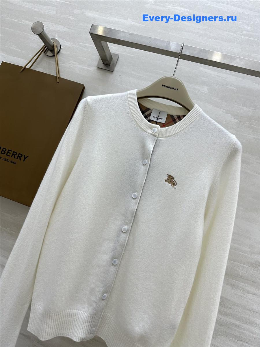 Bv*b*rry check wool knit cardigan white