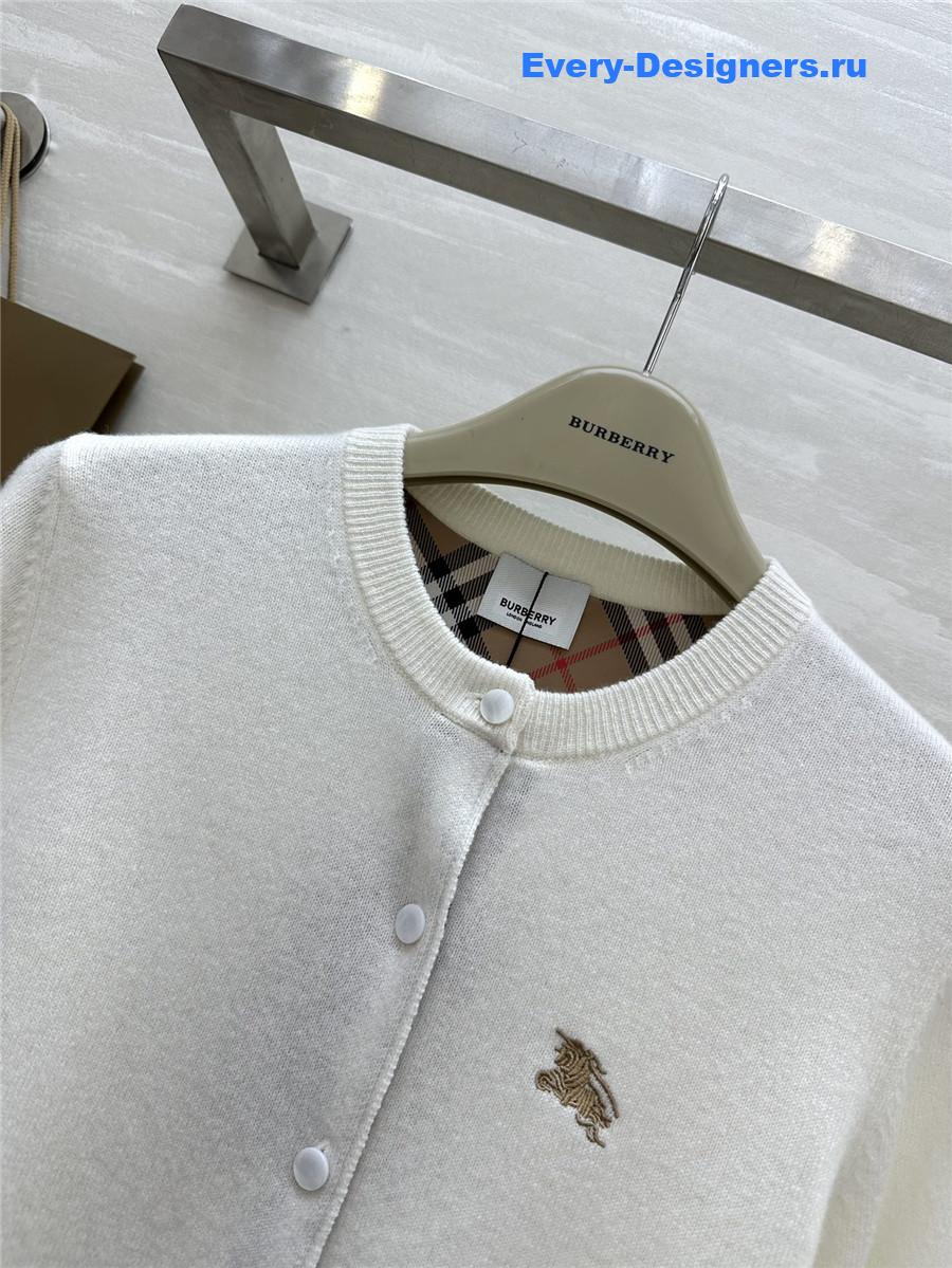 Bv*b*rry check wool knit cardigan white