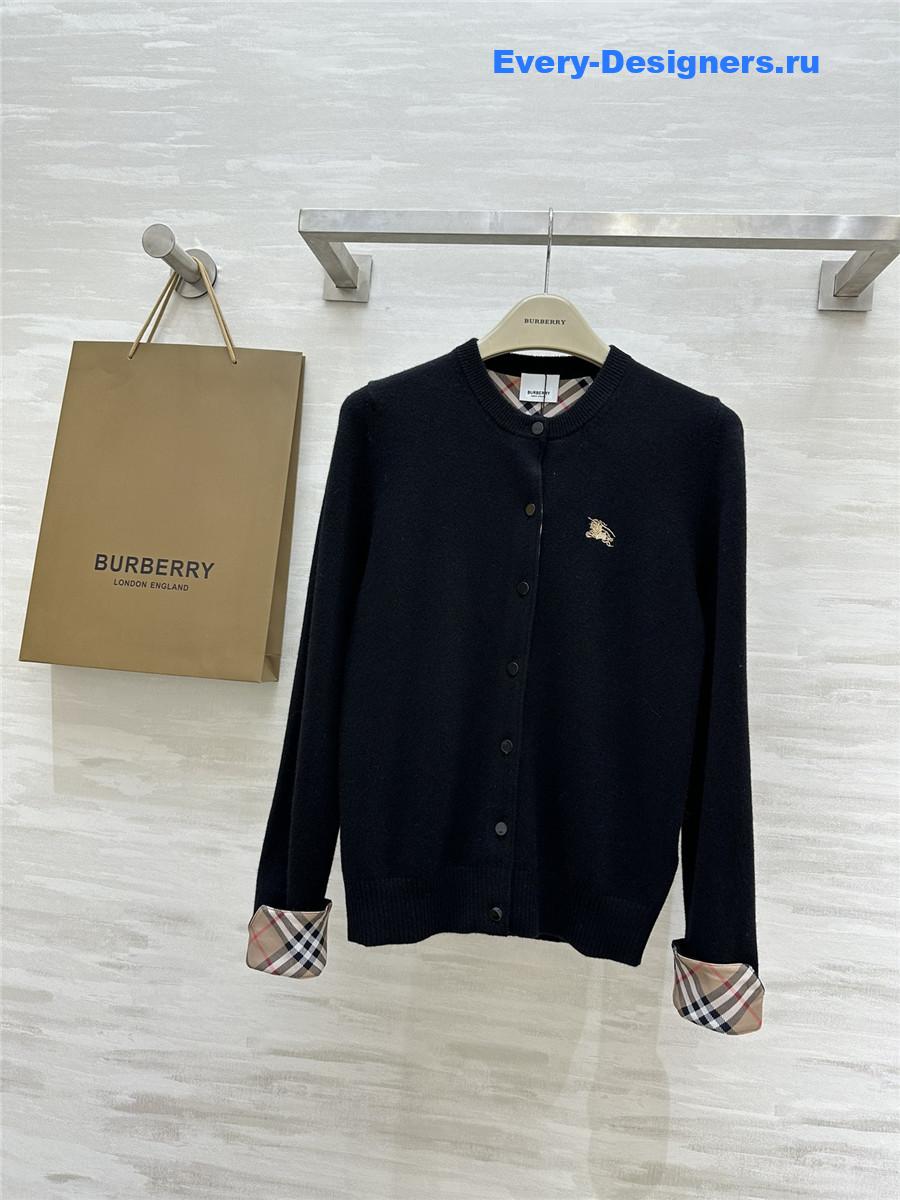 Bv*b*rry check wool knit cardigan black