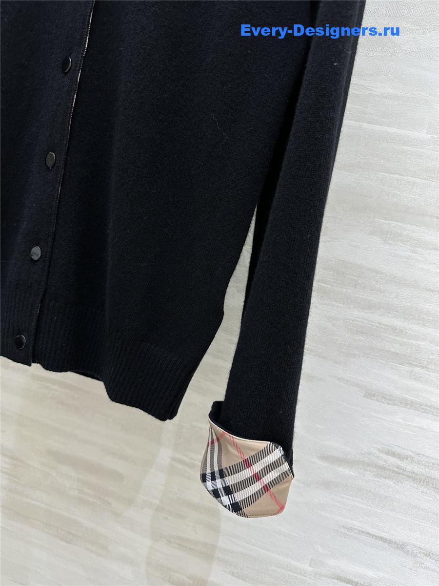 Bv*b*rry check wool knit cardigan black