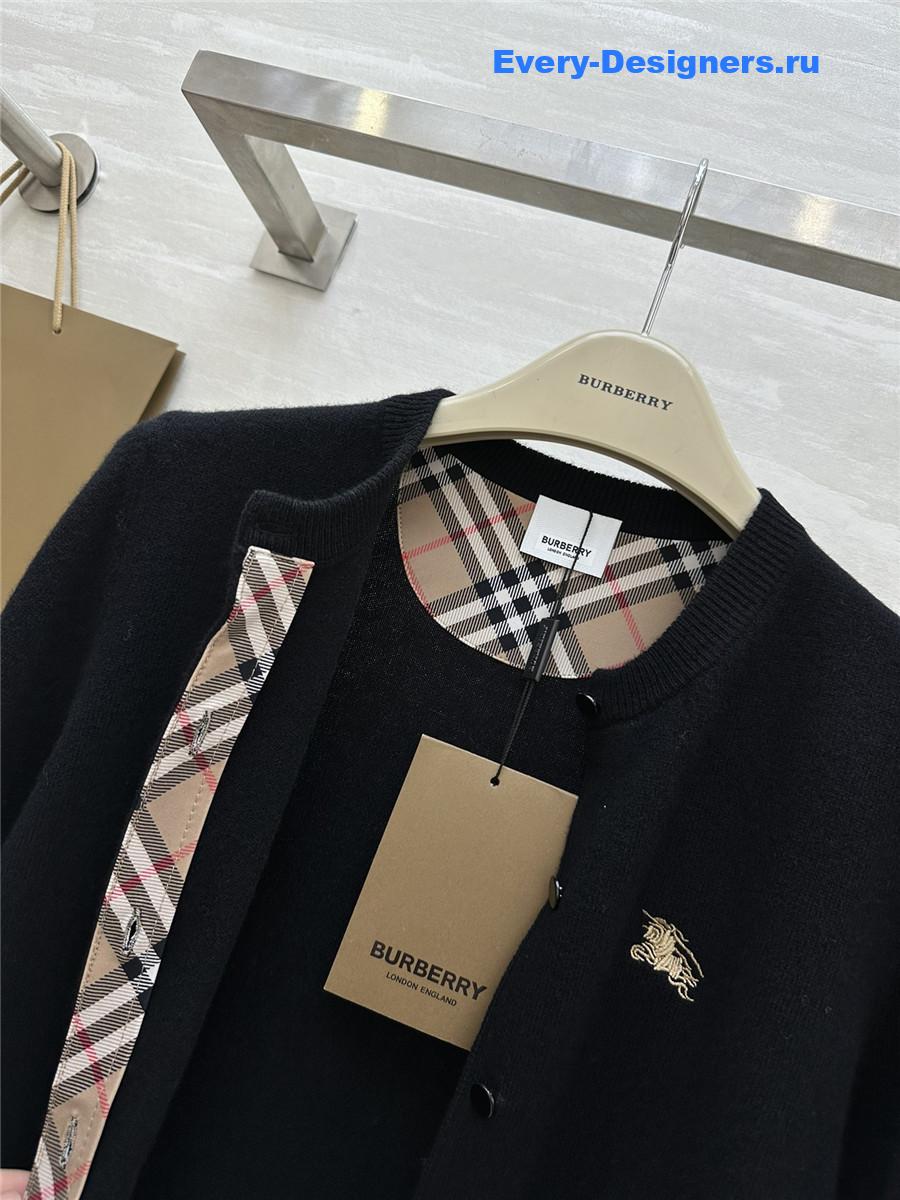 Bv*b*rry check wool knit cardigan black