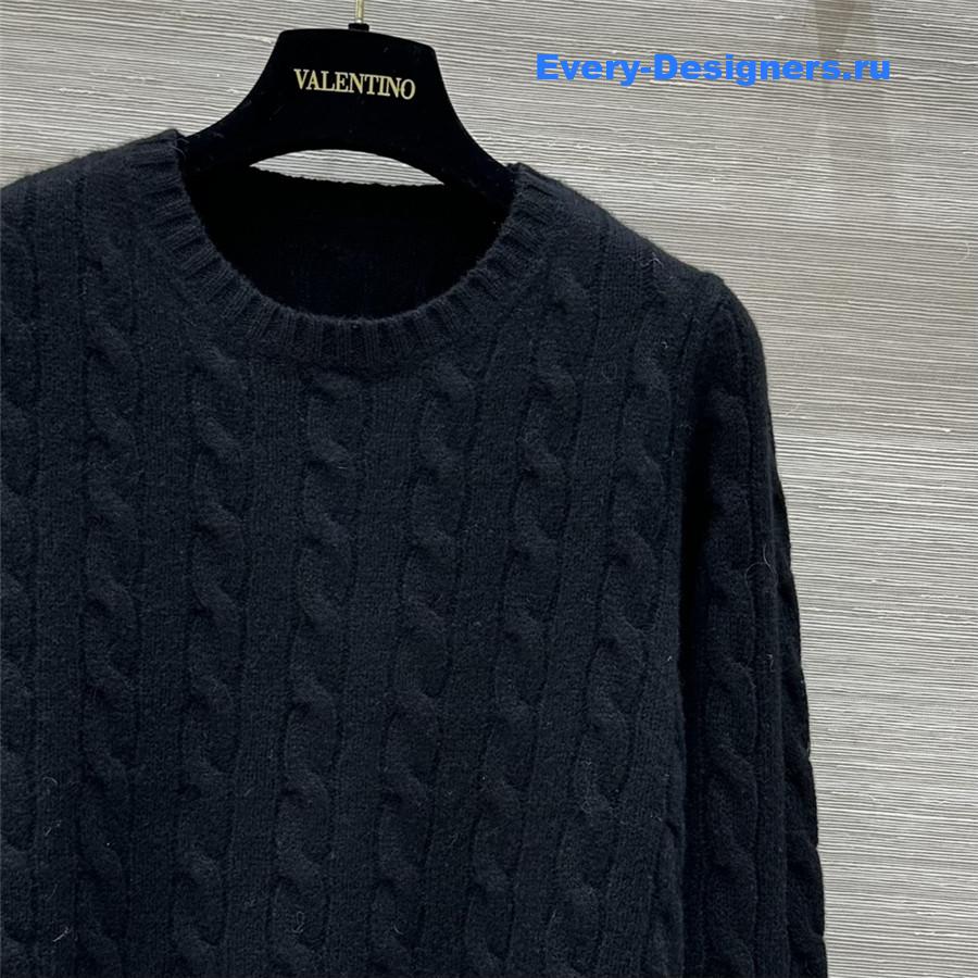 Va1e*ntin0 lace cuffs cashmere sweater black