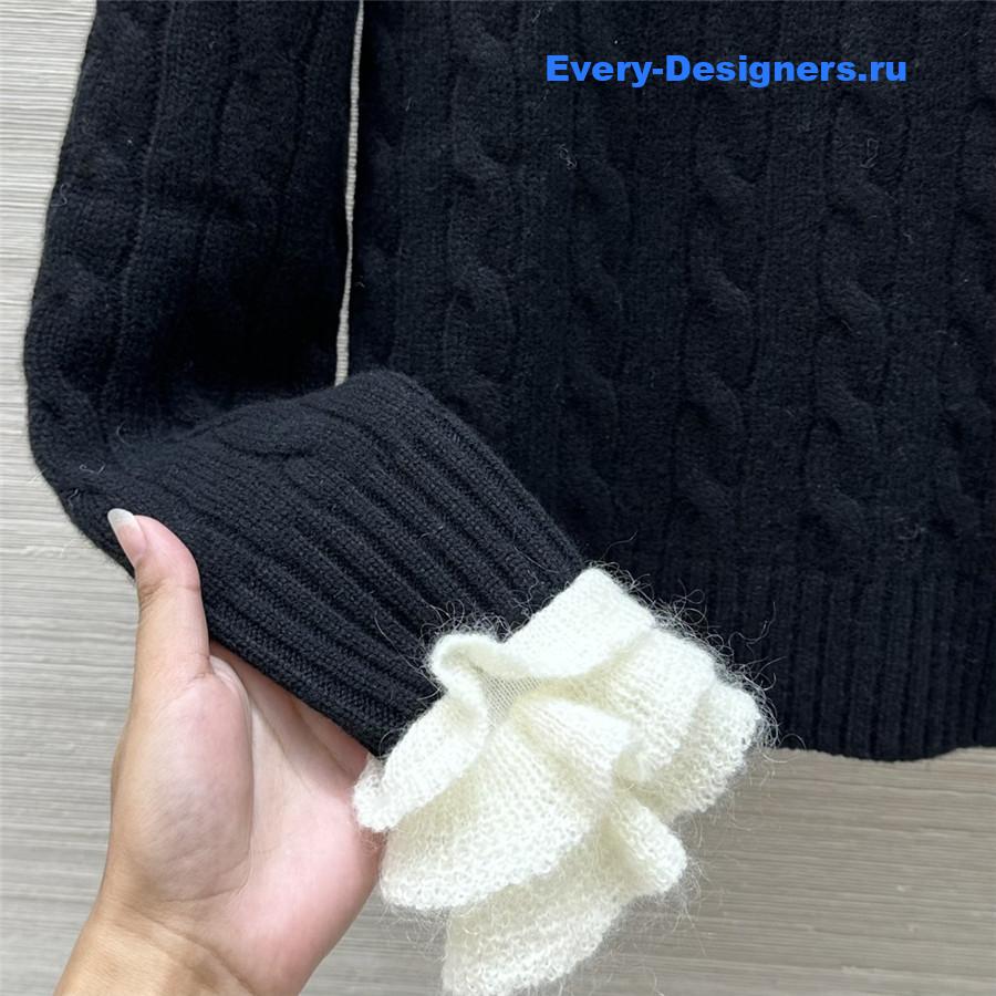 Va1e*ntin0 lace cuffs cashmere sweater black