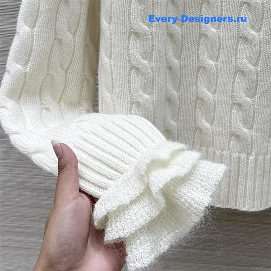 Va1e*ntin0 lace cuffs cashmere sweater white