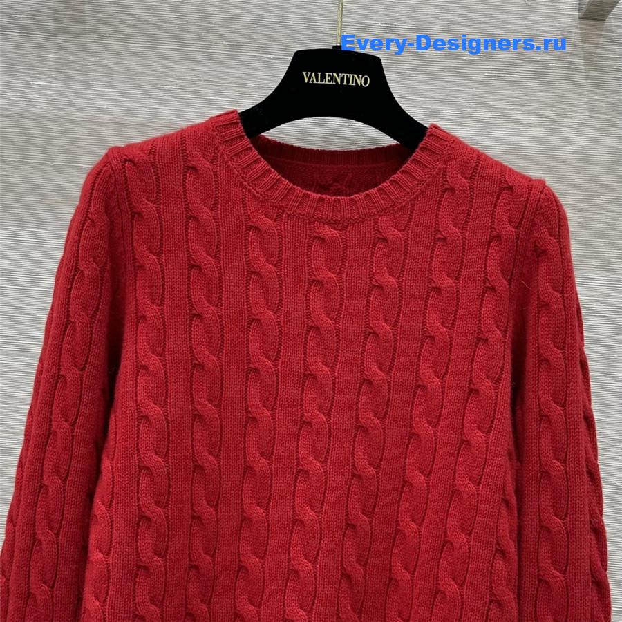 Va1e*ntin0 lace cuffs cashmere sweater red