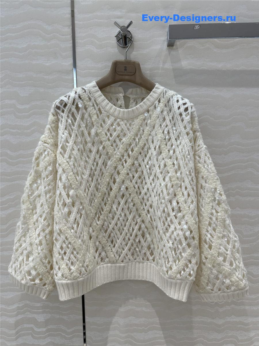 BC Sequin Crochet Sweater Ivory