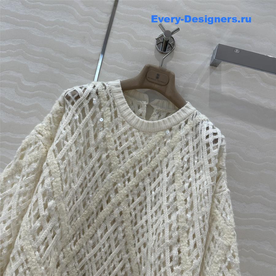 BC Sequin Crochet Sweater Ivory