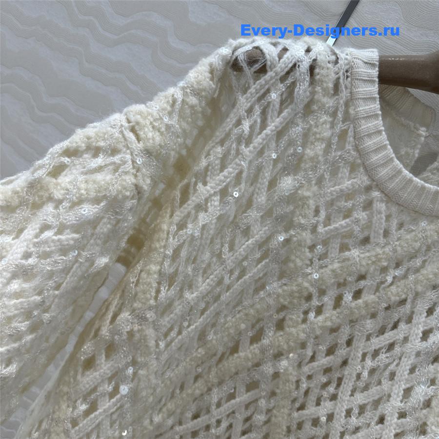 BC Sequin Crochet Sweater Ivory