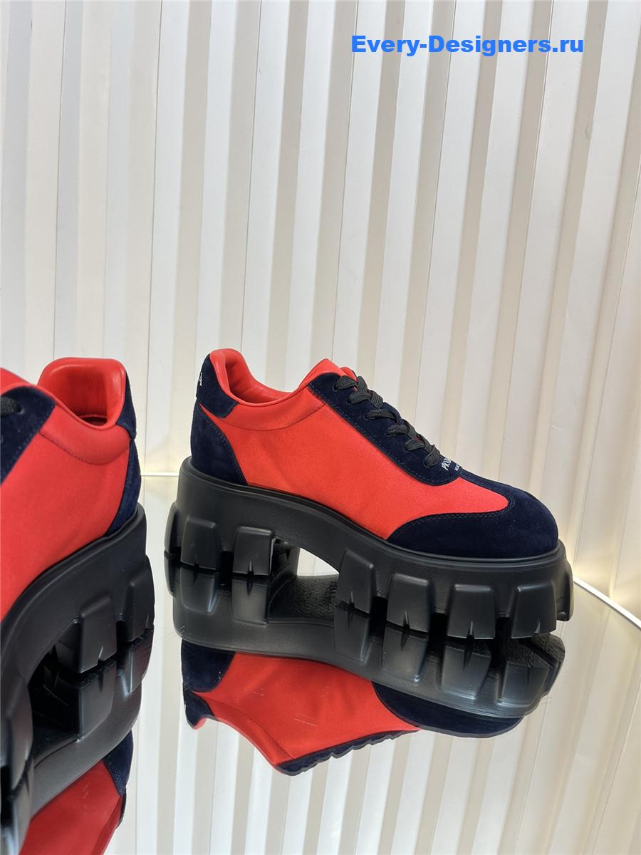 Pra*a suede low top platform sneakers orange/navy