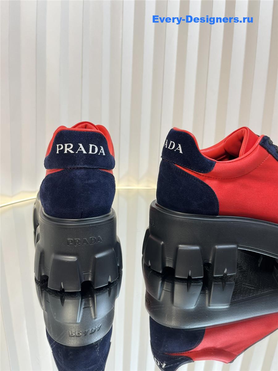 Pra*a suede low top platform sneakers orange/navy