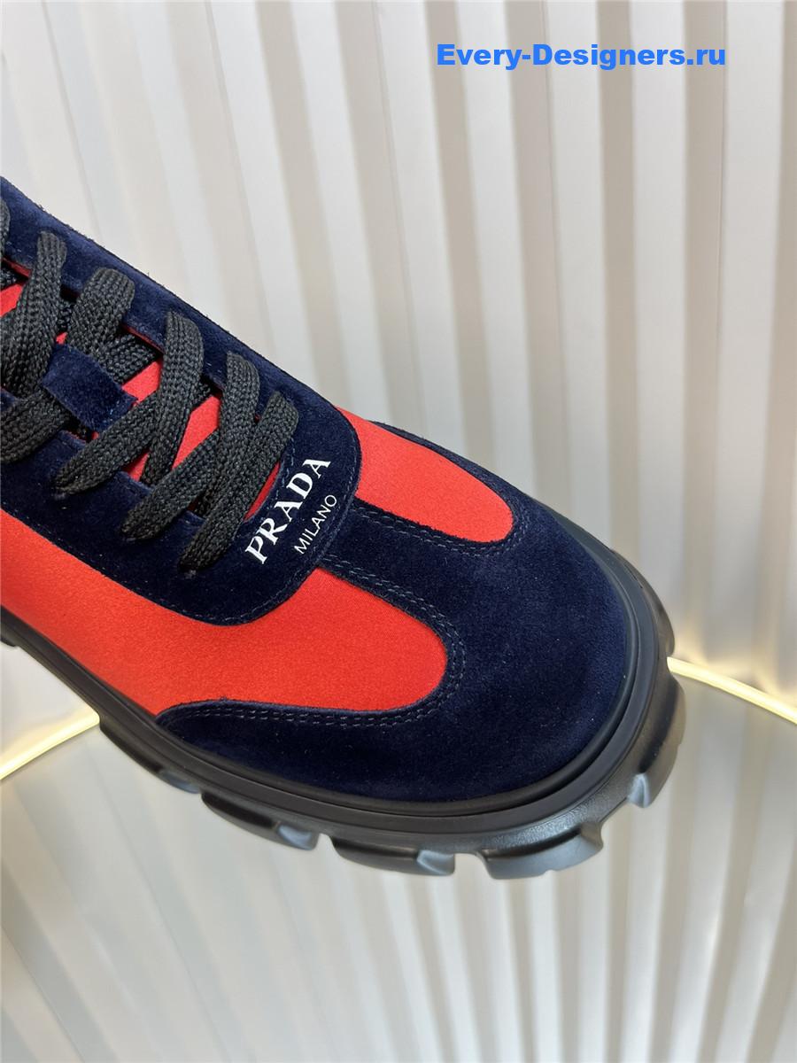 Pra*a suede low top platform sneakers orange/navy