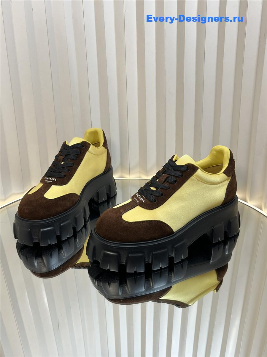 Pra*a suede low top platform sneakers yellow/brown