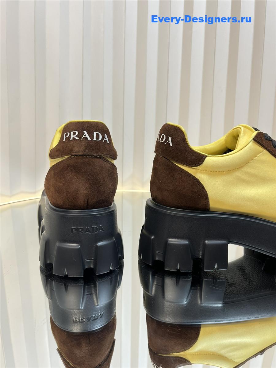 Pra*a suede low top platform sneakers yellow/brown
