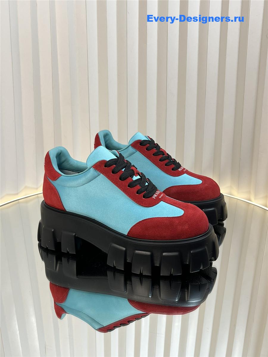 Pra*a suede low top platform sneakers red/blue