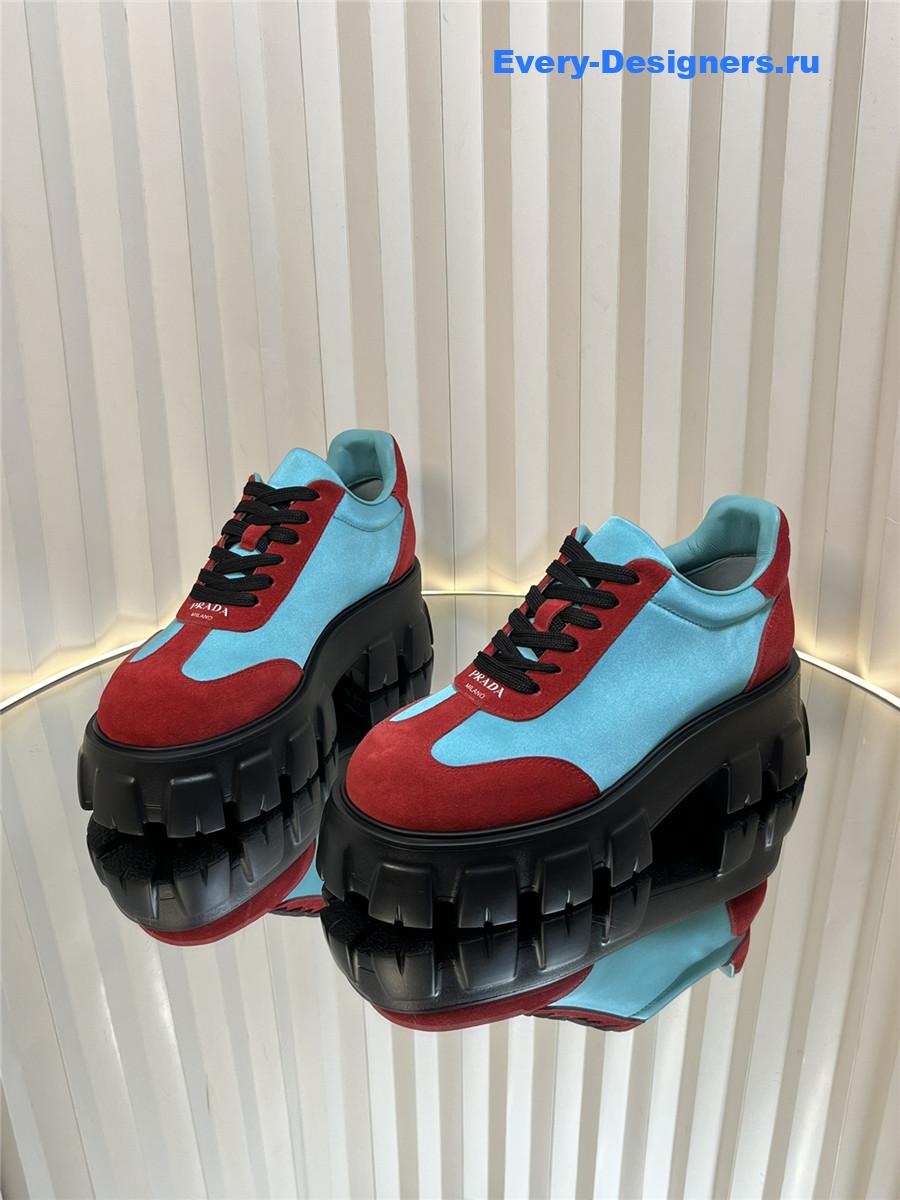 Pra*a suede low top platform sneakers red/blue