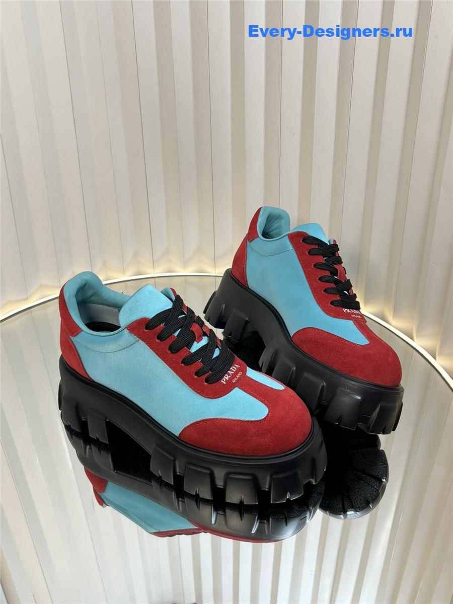 Pra*a suede low top platform sneakers red/blue