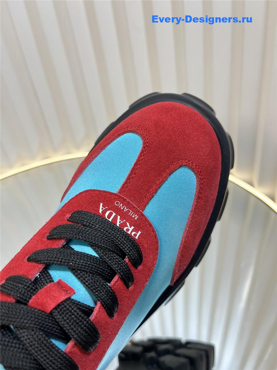 Pra*a suede low top platform sneakers red/blue