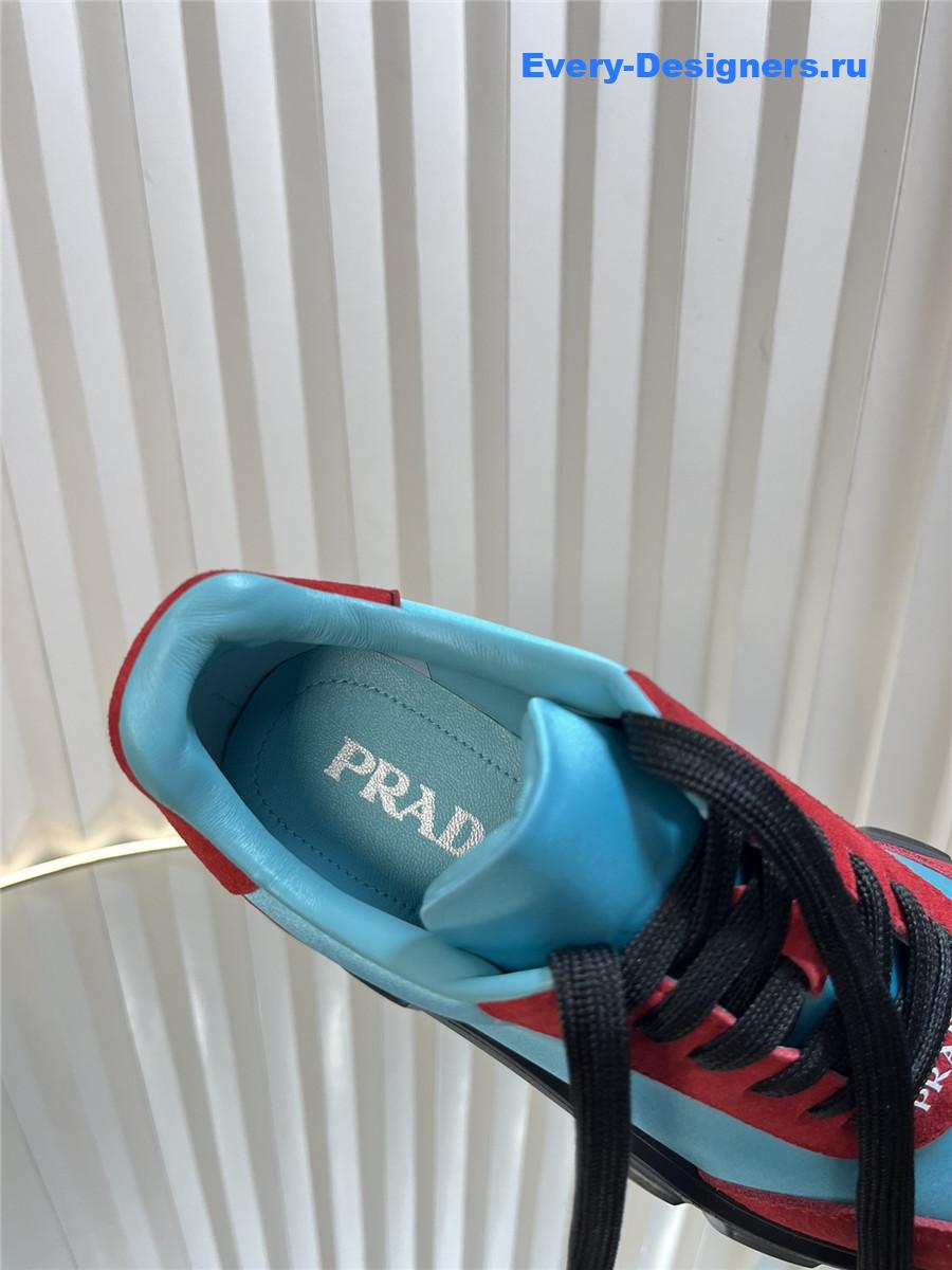 Pra*a suede low top platform sneakers red/blue