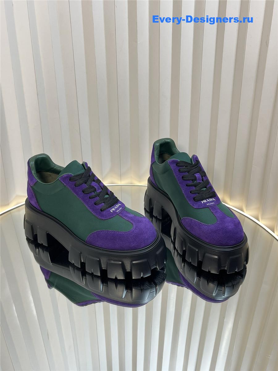 Pra*a suede low top platform sneakers purple/green