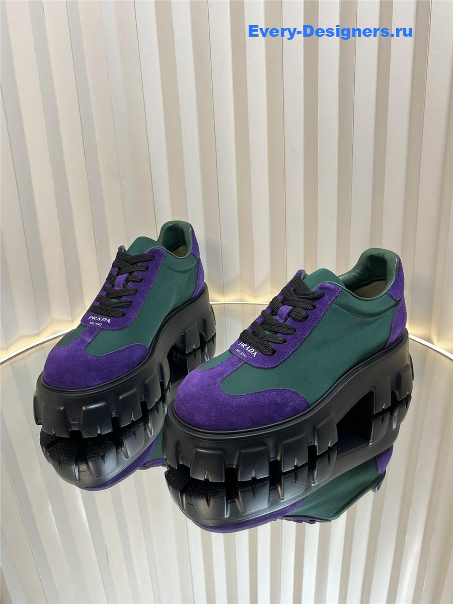 Pra*a suede low top platform sneakers purple/green