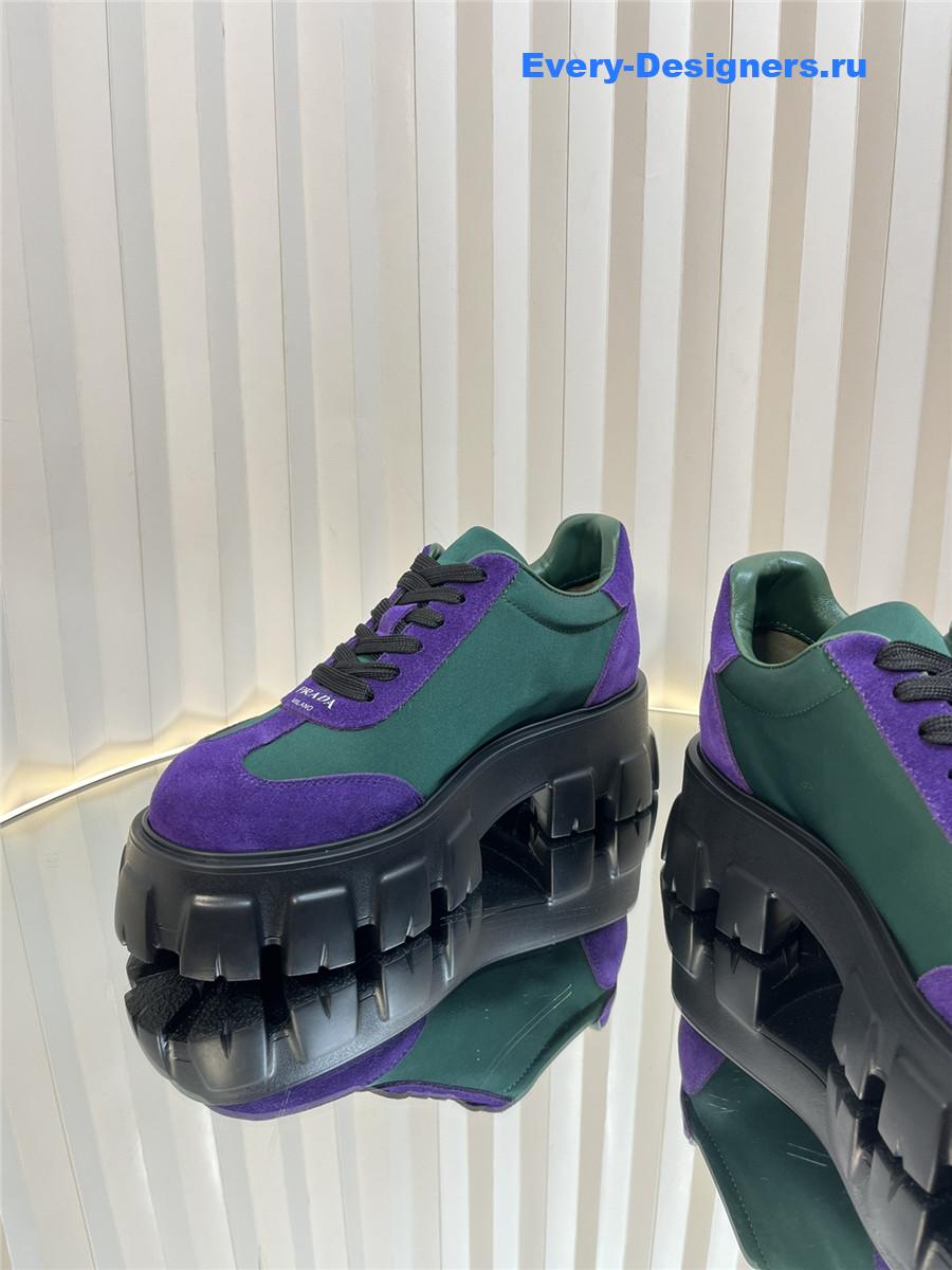 Pra*a suede low top platform sneakers purple/green