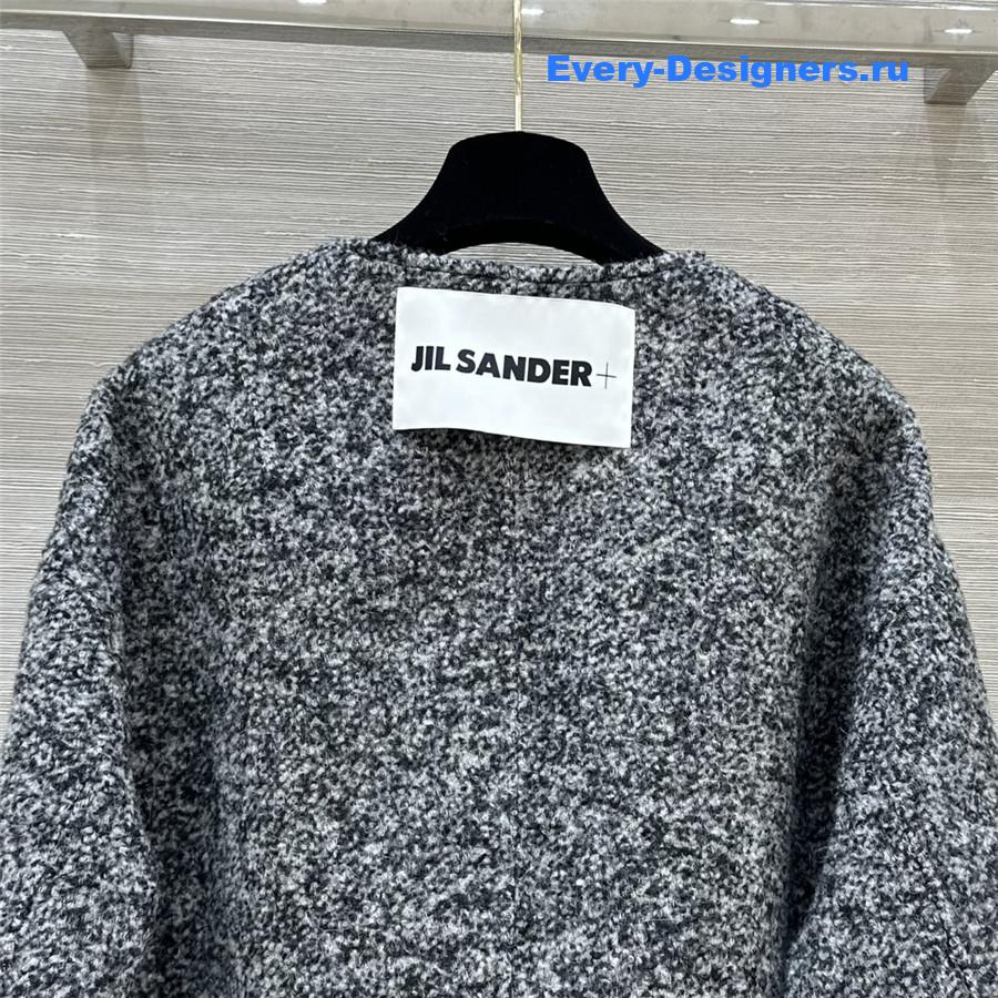 Jil sander horn button short coat in grey