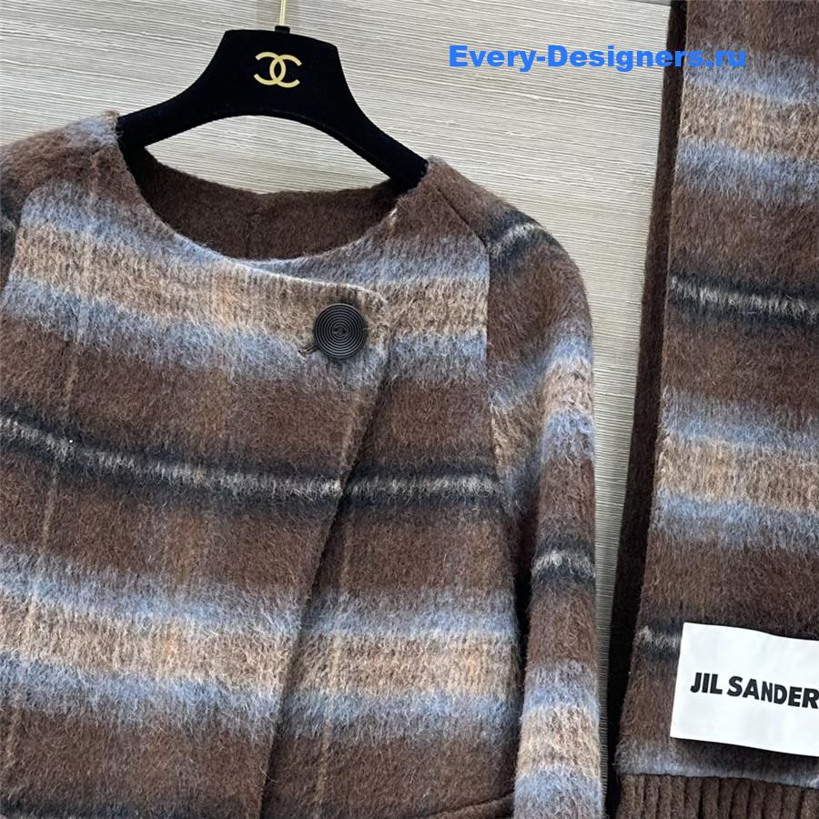 Jil sander check collar coat