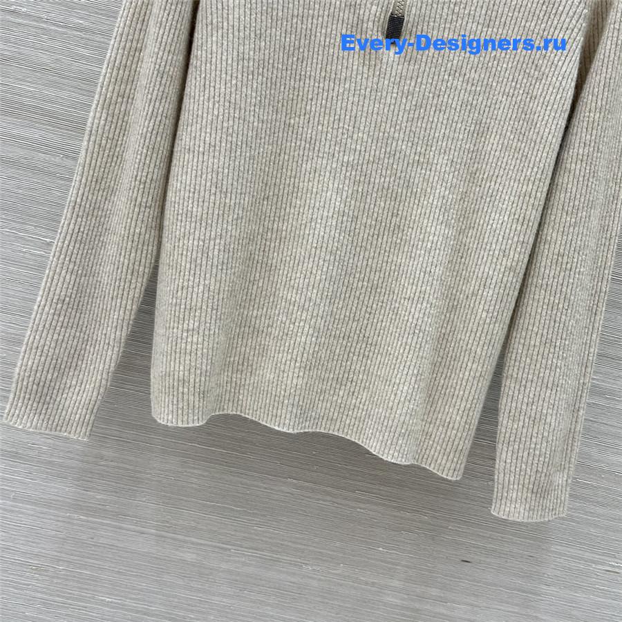 BC Half-Zip Hooded Cashmere Sweater off-white