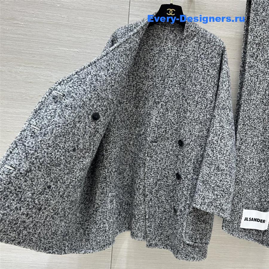 Jil sander scarf-style floral grey coat