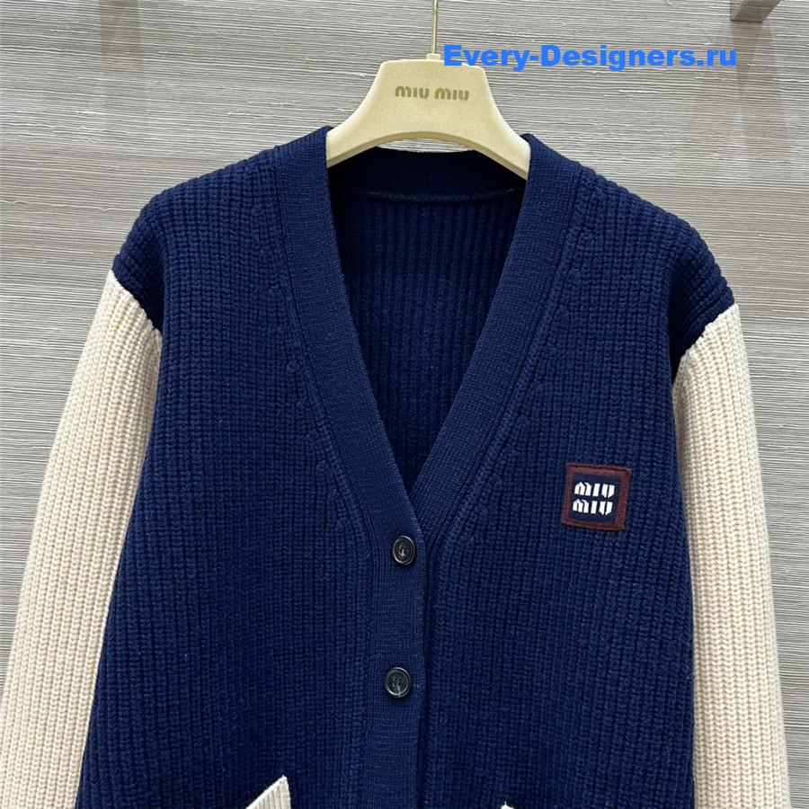 M1um1u v-neck cashmere cardigan coat