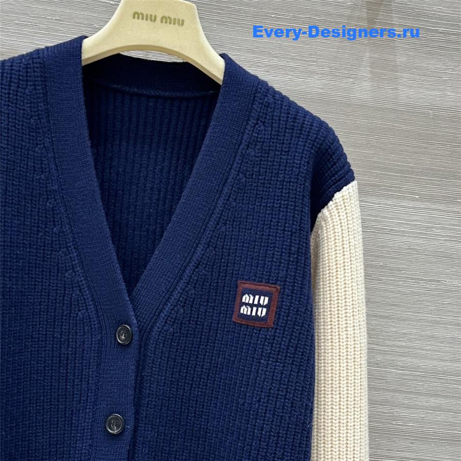 M1um1u v-neck cashmere cardigan coat